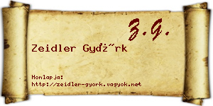 Zeidler Györk névjegykártya